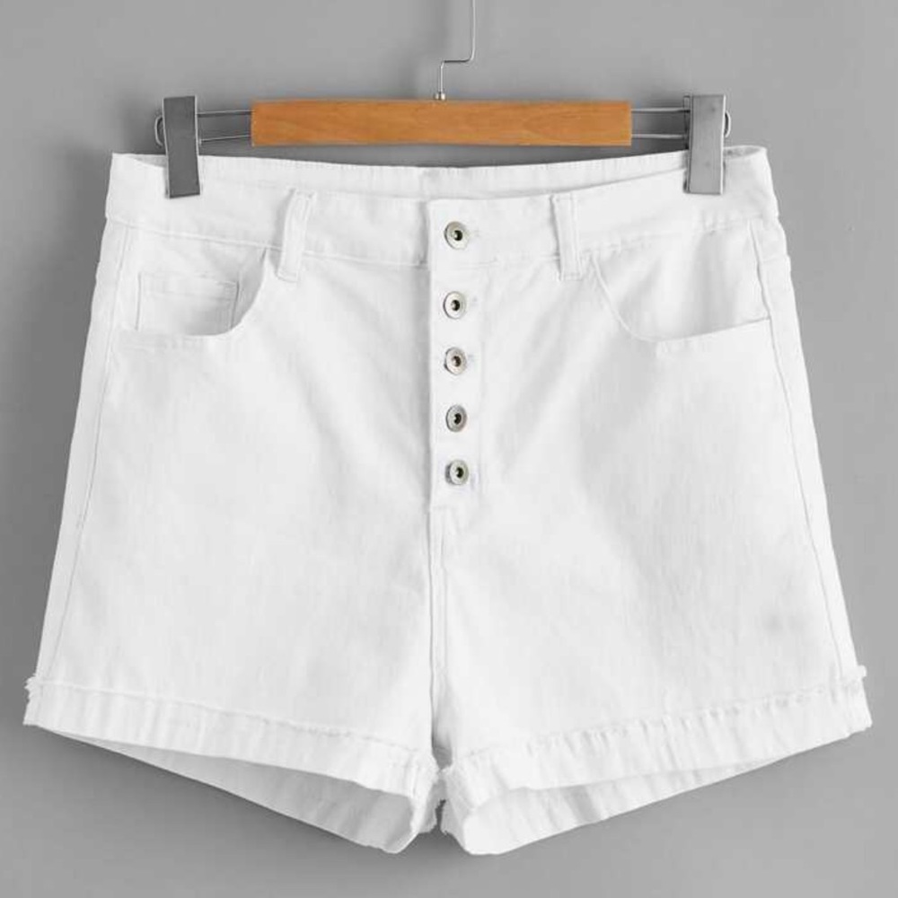 🍉 SHEIN Plus Size white denim shorts, 3X, NWOT button fly, rolled hem